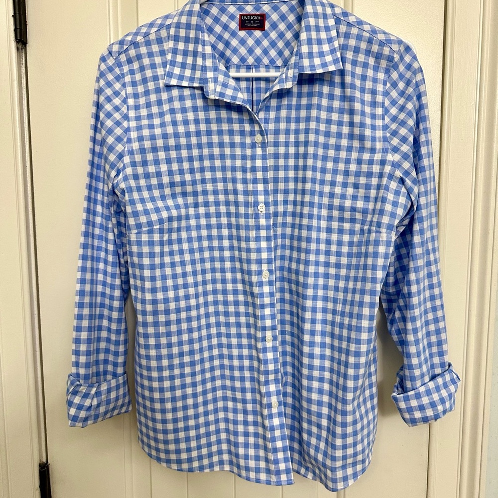 Untuck It Blue & White Gingham Button-Up Shirt